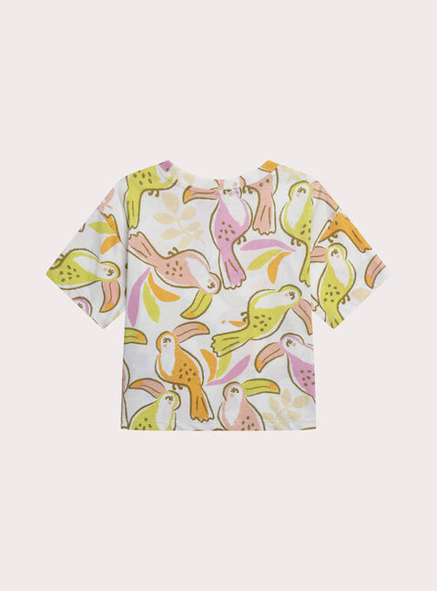 Parrot Print Cotton T-shirt
