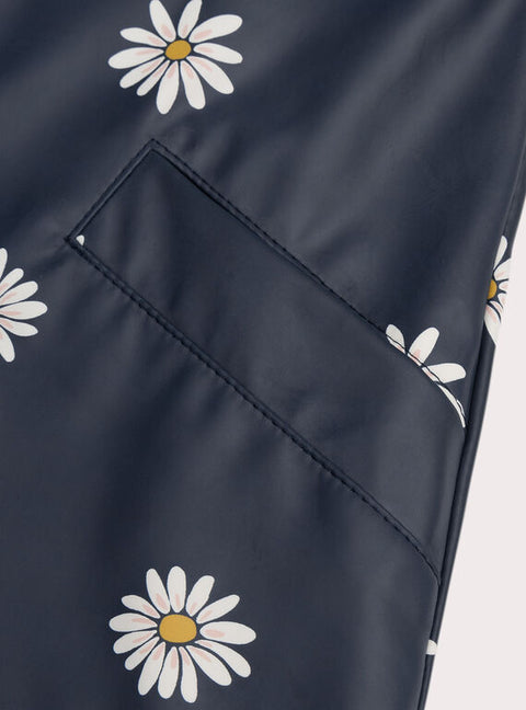 Lined Navy Daisy Print Raincoat