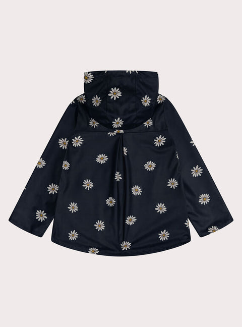 Lined Navy Daisy Print Raincoat