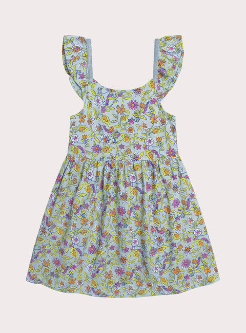 Blue Floral Print Cotton Jersey Sundress