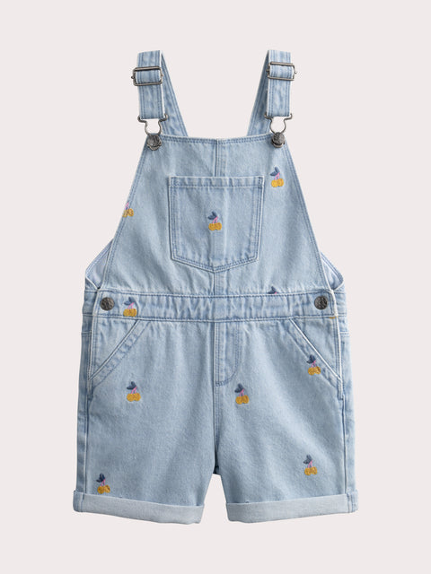 Cherry Embroidered Denim Dungarees