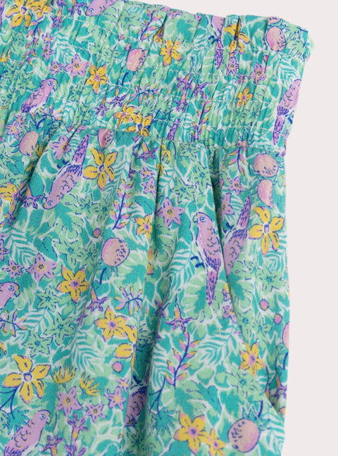 Turquoise Liberty Print Viscose Shorts