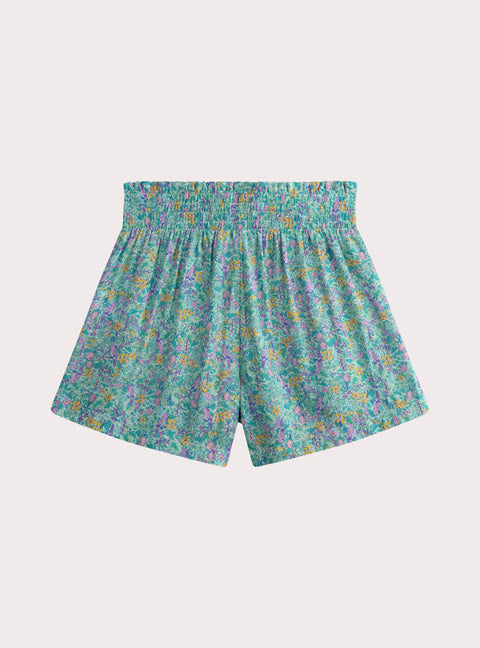 Turquoise Liberty Print Viscose Shorts