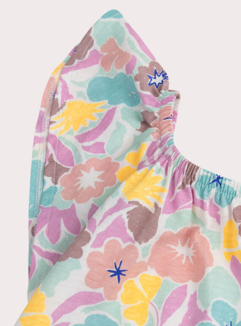 Turquoise Floral Print Cotton T-shirt
