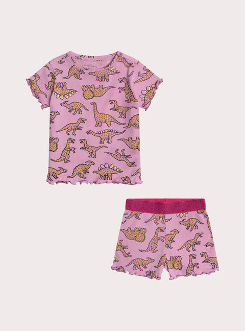 Pink Dinosaur Print Cotton Pyjamas
