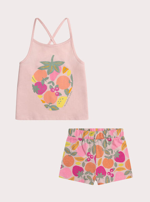 Pink Fruit Print Short Cotton Pyjamas