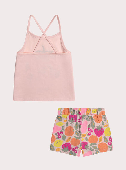 Pink Fruit Print Short Cotton Pyjamas