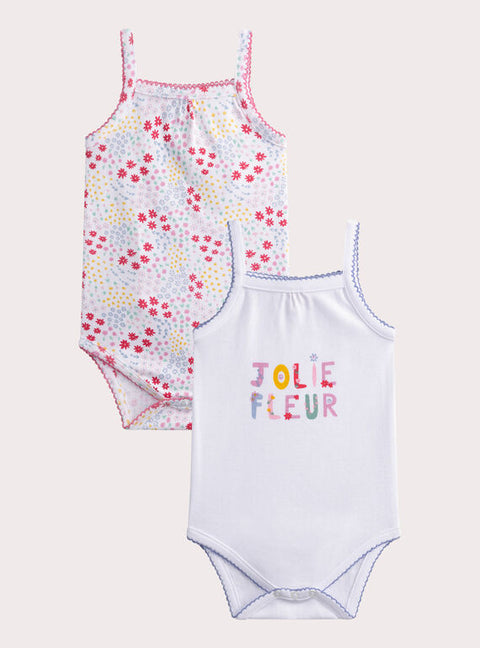 2 Pack Floral Print Cotton Bodysuits