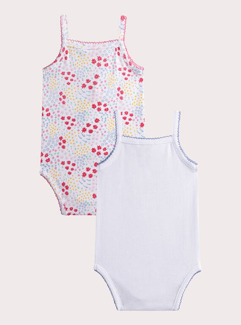 2 Pack Floral Print Cotton Bodysuits