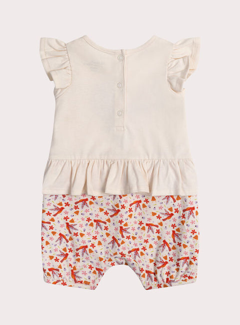 Cream Hummingbird Animation Cotton Sleepsuit