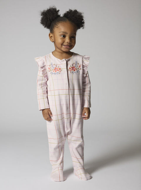 Pink Plaid Cotton Sleepsuit