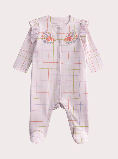 Pink Plaid Cotton Sleepsuit