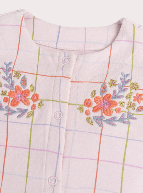 Pink Plaid Cotton Sleepsuit