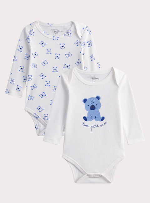 2 Pack Bear Print Cotton Bodysuits