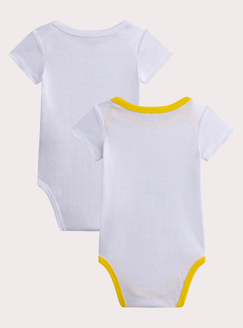2 Pack White Short Sleeve Cotton Bodysuits