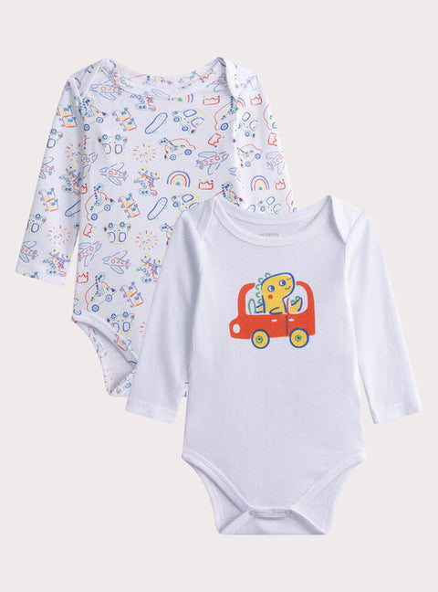 Car Print 2 Pack Cotton Bodysuits