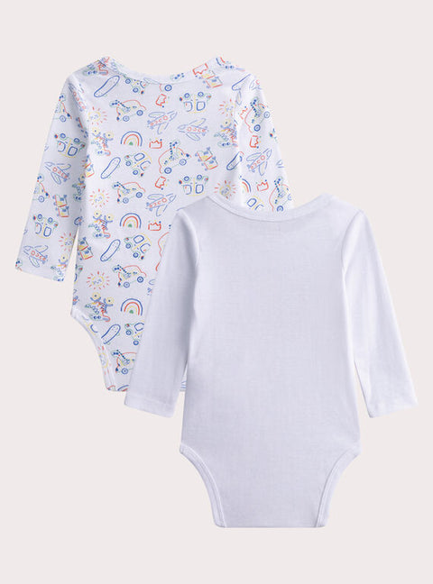 Car Print 2 Pack Cotton Bodysuits