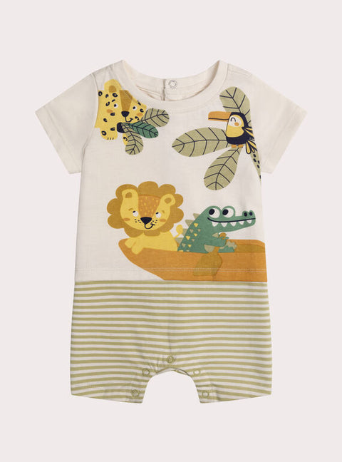 Green Jungle Animal Print Summer Cotton Sleepsuit