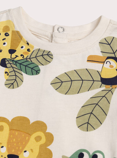 Green Jungle Animal Print Summer Cotton Sleepsuit