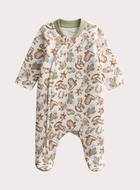 Cream Cowboy Print Cotton Rich Sleepsuit