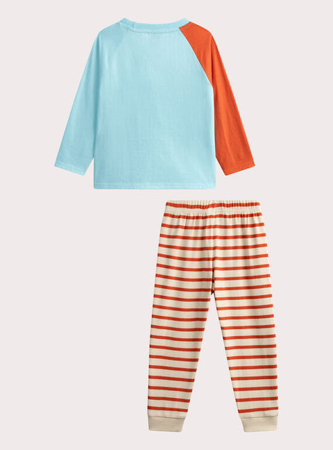Turquoise Tiger Animation Cotton Pyjamas