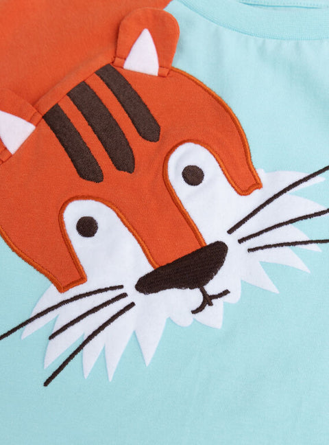 Turquoise Tiger Animation Cotton Pyjamas