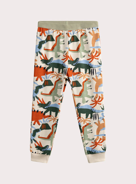 Cream Dinosaur Print Cotton Pyjamas