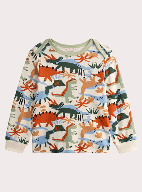 Cream Dinosaur Print Cotton Pyjamas