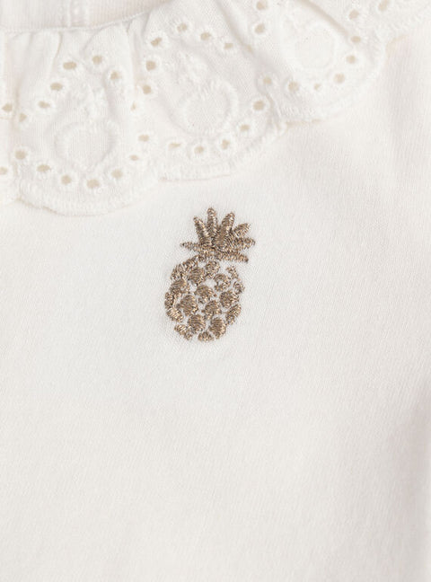 White Short Sleeve Collared Cotton T-shirt