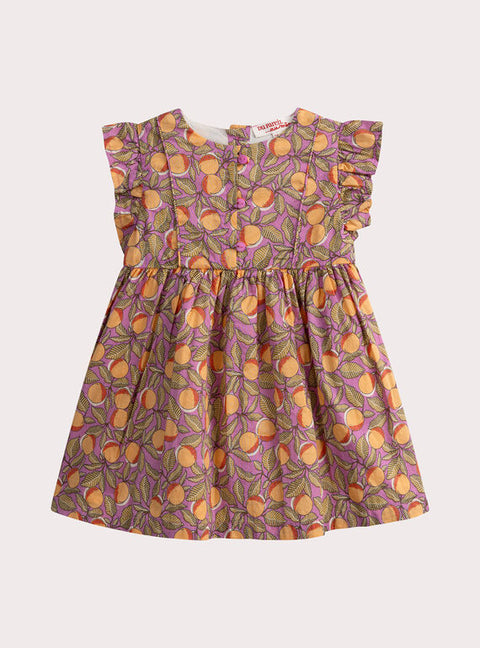 Lined Purple Floral Print Cotton Sundress