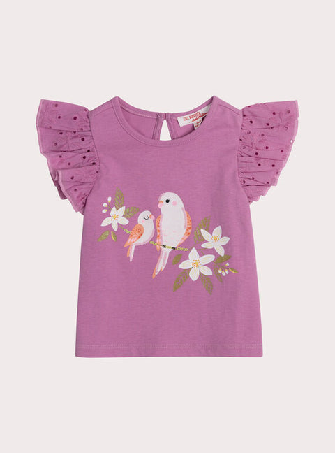 Purple Bird Animation Cotton T-shirt