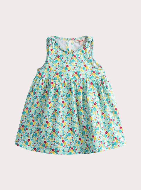 Green Floral Print Jersey Cotton Sundress