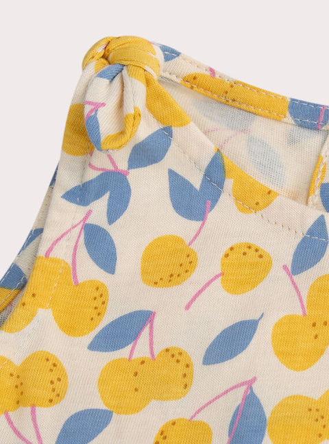 Yellow Lemon Print Jersey Cotton Sundress
