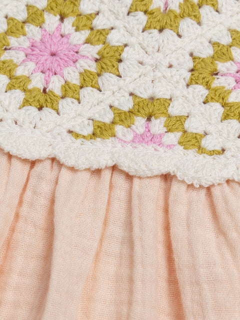Pink Crochet Top Cotton Dress