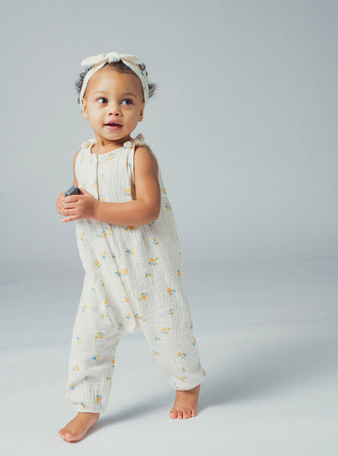 Cream Double Gauze Cotton Dungarees