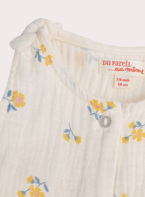 Cream Double Gauze Cotton Dungarees