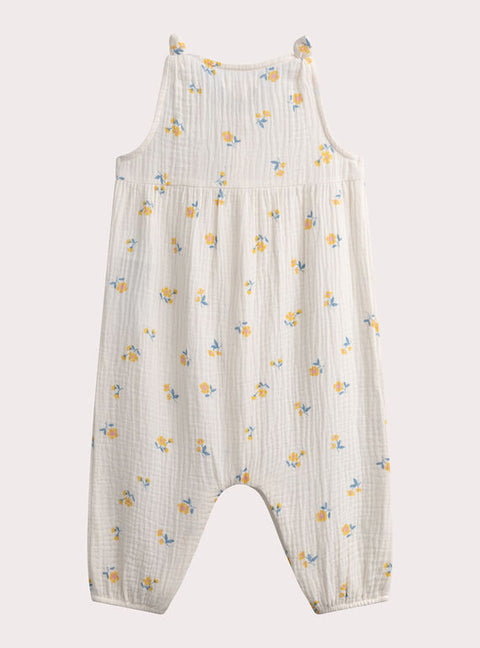 Cream Double Gauze Cotton Dungarees