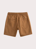 Brown Cotton Twill Elasticated Waist Shorts