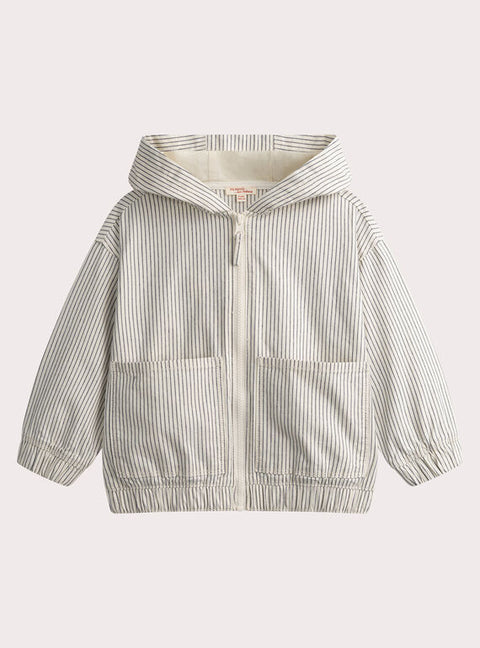 Lined Cream & Navy Cotton Canvas Jacket