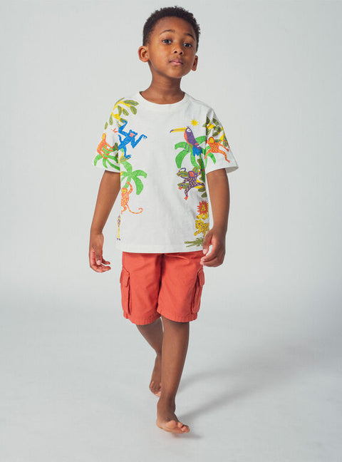 Orange Cotton Cargo Shorts