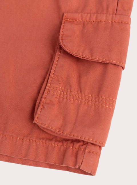 Orange Cotton Cargo Shorts