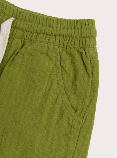 Green Seersucker Cotton Shorts