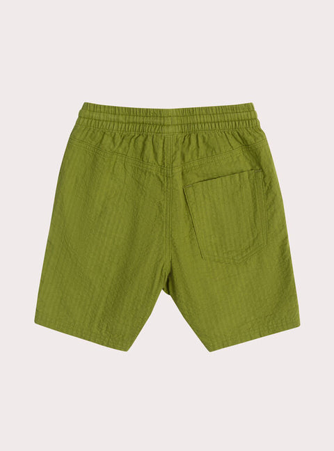 Green Seersucker Cotton Shorts