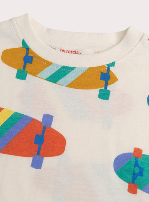 Yellow Surf Board Print Cotton T-shirt & Shorts Set