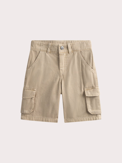 Beige Cotton Cargo Shorts