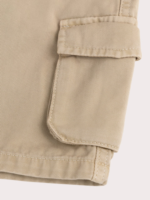 Beige Cotton Cargo Shorts