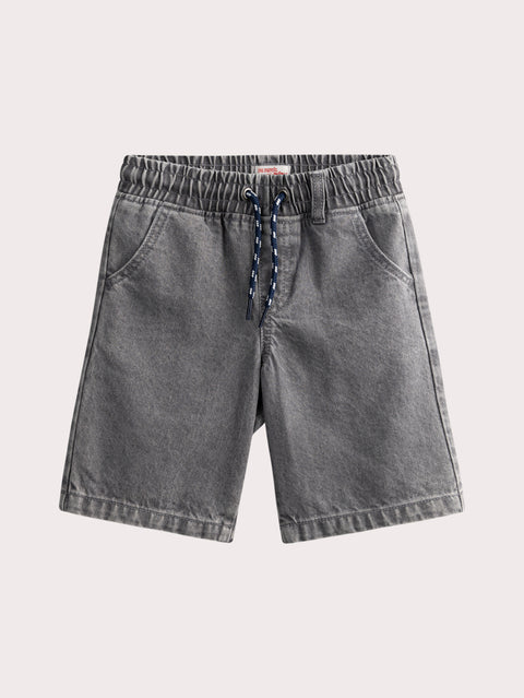Grey Denim Cotton Shorts