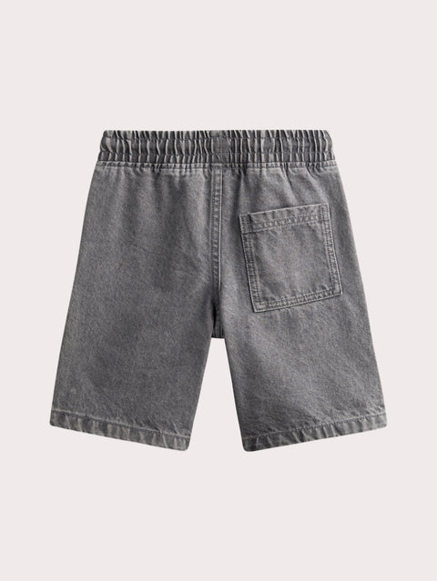 Grey Denim Cotton Shorts