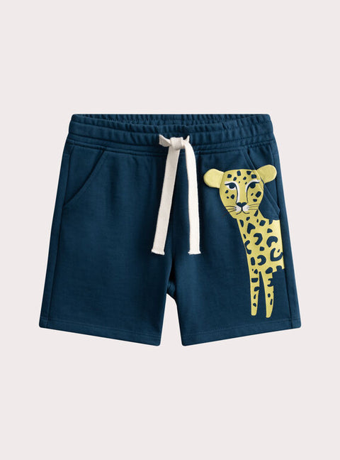 Blue Leopard Animation Cotton Fleece Shorts
