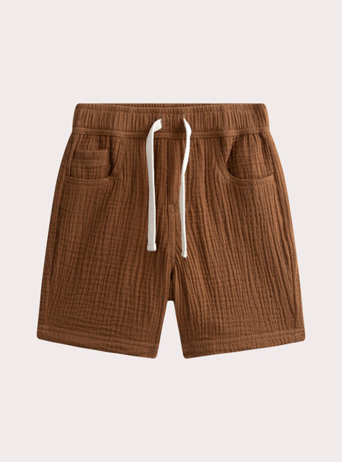 Brown Cotton Gauze Bermuda Shorts